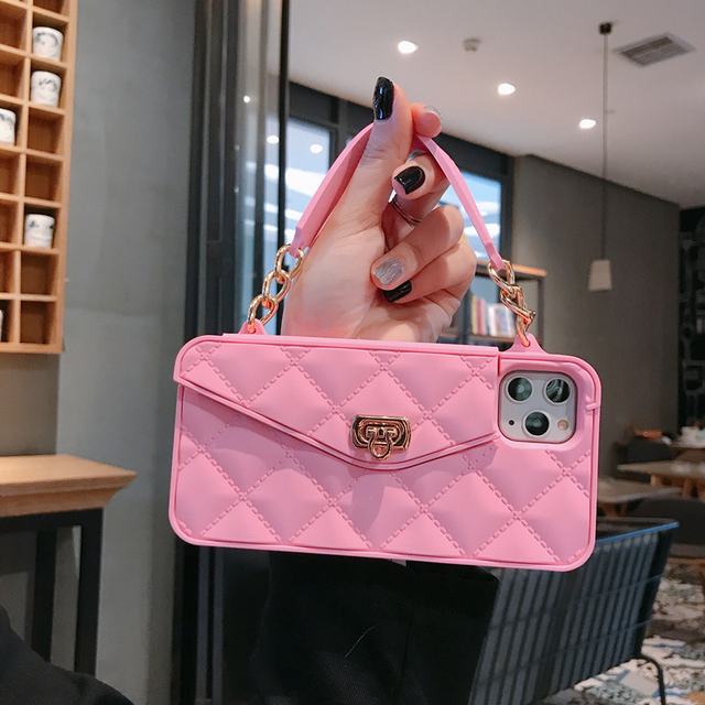 New Trending Luxury Girly TPU Purse Handbag iPhone Phone Case with Card Holder Mobile Phone Cover for iPhone 11-16