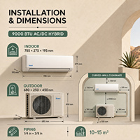 Climatiseur solaire DC 24V 48V 9000-36000 BTU hors réseau, onduleur split, refroidissement et chauffage extérieur pour maison et villa