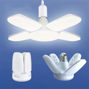 E27 Fan Shaped Có Thể Gập Lại Mini Bóng Đèn Ánh Sáng 6500K Sáng Nhà Kho Nhà Để Xe Trần Ánh Sáng 28W LED 4 + 1 Mini Fan Blade Bóng Đèn - Product Image 1