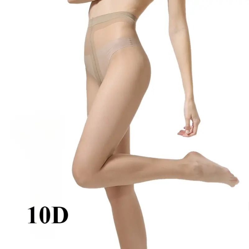 Wholesale 10D Hot Selling Ultra Thin Transparent Pantyhose High Waist Invisible Tights Plus Size Bare Legs Stockings For Women