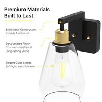 Lampu Dinding Logam Emas Hitam Matte Vintage Bohlam LED Badan Kaca Bening Lampu Dinding Latar Belakang Ruang Tamu Kamar Mandi Kamar Tidur