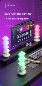 Lampe de <span class=keywords><strong>table</strong></span> populaire sur Internet pour chambre et bureau, avec haut-parleur intégré, USB, contrôle vocal, baguette magique, lumière tactile rotative - Product Image 2