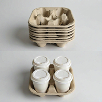 Support à gobelets en pâte recyclée moulée, 1, 2 ou 4 gobelets, à déchirer, support de boissons jetable, plateau de base pour café, vente à emporter, restauration