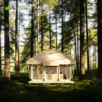 Tente en toile de haute qualité avec terrasse, tente safari extérieure en bois massif pour hôtel