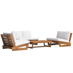 Ensemble de canapé de jardin en teck moderne avec des cadres en bois robustes et des coussins résistants aux intempéries pour les patios et les balcons - Product Image 3