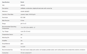 Électrode de <span class=keywords><strong>pH</strong></span> rechargeable <span class=keywords><strong>HANNA</strong></span> BNC HI10530, compatible avec l'eau à faible teneur en ions/eau pure, compatible avec <span class=keywords><strong>Hanna</strong></span> HI981xx, HI22xx |   Grade laboratoire et industriel - Product Image 3