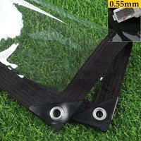 Bâche en PVC transparent robuste de 0,55 mm pour pergola extérieure, rideau imperméable, clôture, protection contre la pluie pour plantes de jardin