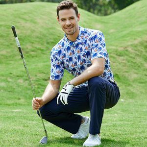 Polo de golf pour homme à manches courtes, imprimé intégral personnalisé, motif floral tropical, performance optimale - Product Image 3