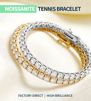 Bracelet tennis personnalisé en moissanite VVS 3-5 mm, chaîne en laiton plaqué rhodium et palladium, bijoux de fête hip-hop