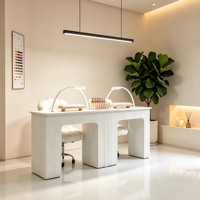 Ensemble de table de manucure en tissu durable avec chaises, station de salon de manucure moderne avec tiroirs de rangement