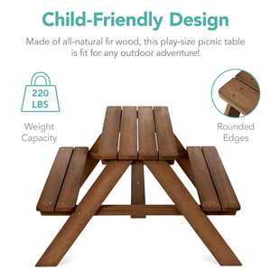Table de pique-nique pliable en bois pour enfants avec sièges intégrés et parapluie réglable pour activités de plein air, repas, école, hôtel - Product Image 4