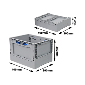 EU規格準拠のプラスチック製折りたたみ式コンテナ、物流保管および倉庫整理用の折りたたみ式積み重ね可能クレート - Product Image 3