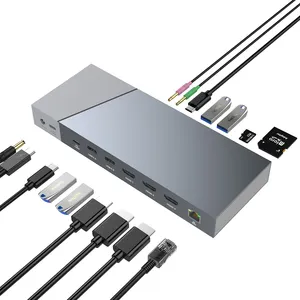 High Speed 16 Port Displaylink Docking Station HDMI 4K 30HZ Triple Monitor PD 100W Converter Laptop USB C HUB Adapter