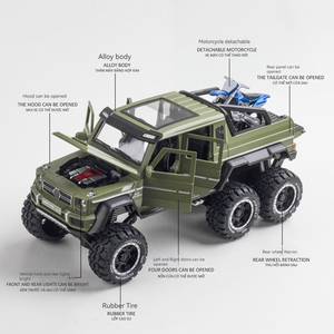 Coches en miniatura fundidos 1:28 Benz <span class=keywords><strong>G63</strong></span> <span class=keywords><strong>6X6</strong></span> con sonido y luz puertas de retroceso abrir modelo de coche de metal juguetes Modelo del coche - Product Image 4