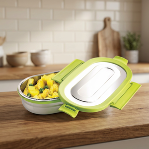 Boîte à lunch bento en acier inoxydable, récipient alimentaire étanche, boîte de rangement pour repas portable et réutilisable pour le bureau et l'école - Product Image 1