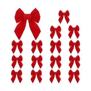 Gordon Ribbons Red Velvet Christmas Ribbon Bow Lazos de cinta de terciopelo para la decoración del árbol de Navidad