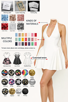 Robe de plage d'été pour femme, style sexy, mini-camisole dos nu, imprimé lettres color block, longueur genou, brodée, ODM