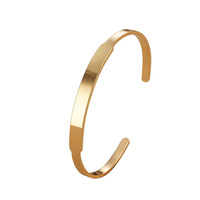6mm 8mm LOGO personnalisé bijoux en acier inoxydable en forme de C Bracelet mode Laserable gravé métal blanc manchette Bracelet Bracelet