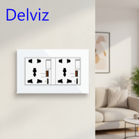 Prise de panneau en verre cristal Delviz, port USB 5V 20W Type C prise de charge rapide, commande de commutateur 13A prise murale double universelle