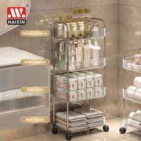 Haixing Vente chaude Étagère de rangement utilitaire pour cuisine domestique, support transparent en PET, chariot de rangement, étagère de rangement en plastique avec roulettes