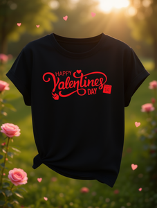 T-Shirt Nera da Donna per San Valentino con Stampa Rossa, 100% Cotone, Girocollo, Manica Corta, Vestibilità Regolare, per Primavera ed Estate - Product Image 2