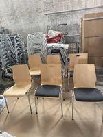 Chaise de conférence en contreplaqué courbé avec poignée, siège rembourré, cadre chromé, chaise de banquet, chaise de formation