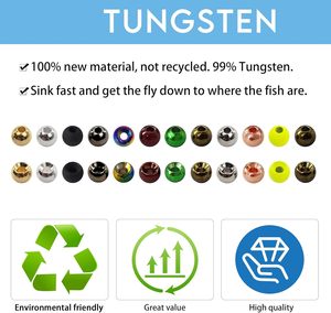 EUPHENG Cuentas Redondas de Tungsteno para Atado de Moscas, 25 Unidades, Cabeza para Materiales de Pesca de Ninfas, 12 Colores / 5 Tamaños - Product Image 4