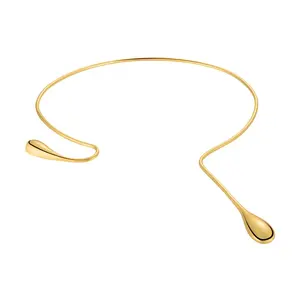 Desain Asli 18K Emas Disepuh Kuningan Perhiasan Air Drop Choker Kalung untuk Pesta Wanita Aksesoris Kalung P223317