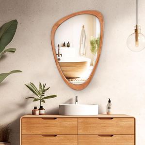 Espejo asimétrico, espejo de pared de madera irregular decorativo para dormitorio sala de estar pasillo de entrada, decoración moderna de mediados de siglo - Product Image 2