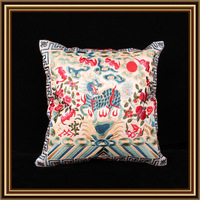 Housse de coussin décorative marocaine en broderie chinoise artisanale de luxe orientale soyeuse en gros