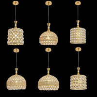 Prix usine Jaune Plaqué Métal Moderne Lustre E27 Métal Cristal Or Pendentif Lumière Fer Cuisine Îlot Plafond Éclairage