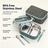 Boîte à lunch bento isotherme en acier inoxydable de 28 oz avec 2 compartiments, sac repas pour contrôle des portions, ensemble de couverts, sans BPA, compatible congélateur