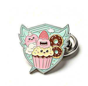 Pin de Solapa Personalizado de Metal Esmaltado con Diseño de Postres: Lindo Cupcake, Donut, Helado y Ala. Regalo y Souvenir. - Product Image 2