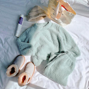 Vêtements d'hiver pour enfants garçons filles, couleur unie, flanelle, vêtements de maison chauds, vêtements décontractés pour bébés, ensemble deux pièces, 2022 - Product Image 6