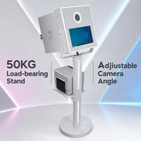 Photomaton à écran tactile métallique de 15,6 pouces, angle réglable, avec support d'imprimante et bande lumineuse LED, pour mariages et fêtes