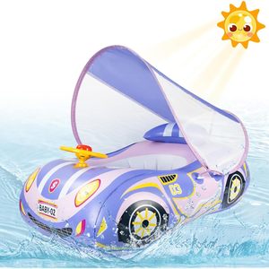 Inflatable Car Seat Ring 73x53cm With Sunshade And Horn For Children Swimming Pool Float - Product Image 4