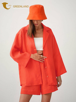 Mode Streetwear costumes d'entraînement femmes vêtements personnalisé coton lin chemises et shorts ensembles femmes robe costumes tissé Midi printemps