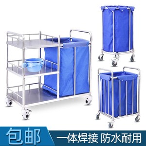 Carrito de Enfermería de Acero Inoxidable Boshengjia de 900 mm y 2 Niveles con Bolsa para Residuos para Uso Hospitalario - Product Image 5