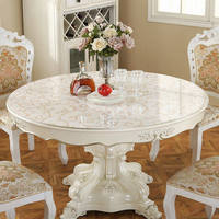 Nappe Ronde Transparente en PVC Anti-Huile de 2,4 m de Diamètre, Style Tendance, Imperméable, pour Table Ronde