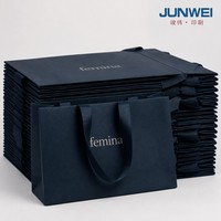 Sacs shopping en papier noir recyclé personnalisés pour vêtements, emballage promotionnel, avec votre propre logo, vente en gros, poignée artisanale personnalisée