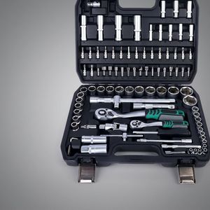 Kit d'outils à cliquet complet et pratique, 94 pièces, embouts et douilles en acier étanches, rangés de manière soignée dans un coffret à outils en PC durable - Product Image 3