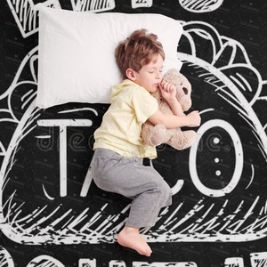 Couverture de festival noire personnalisée « Lets Taco Bout It Restaurant », grande couverture décorative pour Thanksgiving, thème <span class=keywords><strong>alimentaire</strong></span> (dumplings) - Product Image 5