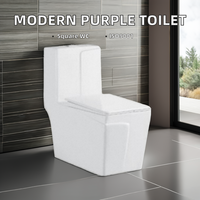 Ensemble de toilette moderne violet monobloc en céramique pour WC Bol carré Piège en P monté au sol Piège en S pour hôtel, maison, salle de bain sanitaire