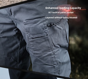 بنطلون تكتيكي مستقيم بخصر متوسط IX7 من القطن والبوليستر للتدريب، الأكثر مبيعًا - Product Image 2