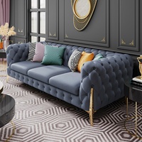 Canapé d'angle de luxe léger, mobilier haut de gamme pour salon, ensemble de canapés en cuir véritable, acier inoxydable italien, moderne et artistique