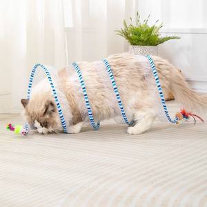 Nuovo tunnel per gatti pieghevole giocattolo per gatti giocattolo per gatto con asta lunga resistente al morso di peluche con piume di topo - Product Image 5