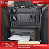 Organisateur de rangement en cuir pour console centrale et siège de voiture avec porte-boîte à mouchoirs suspendu et filet de rangement en maille