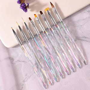Customizable Crystal Handle Nail Brush Set Soft Nylon Bristle Gel Nail Art Painting Manicure Kit for Salon Wholesale Supply - Product Image 4