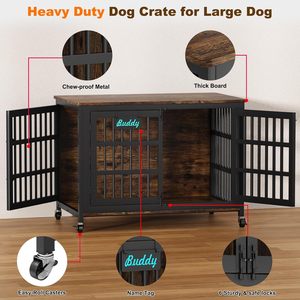 <strong>Dog</strong> Crate Furniture with Name Tag, Heavy Duty <strong>Dog</strong> <strong>Kennel</strong> Indoor for <strong>Large</strong> <strong>Dogs</strong>, Escape-Proof and Chew-Proof <strong>Dog</strong> Cage - Product Image 3