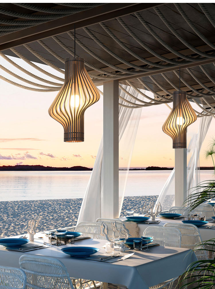 Creative Zigzag Solid Wood Chandelier - Retro Light & Shadow